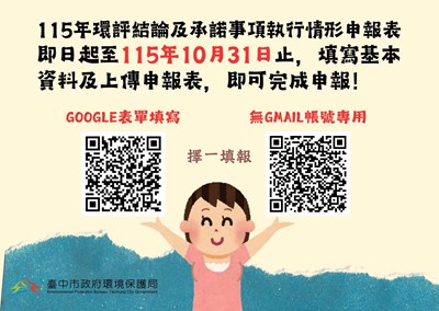開發單位115年環評結論及承諾事項執行情形申報表