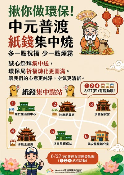 中元普渡紙錢集中燒